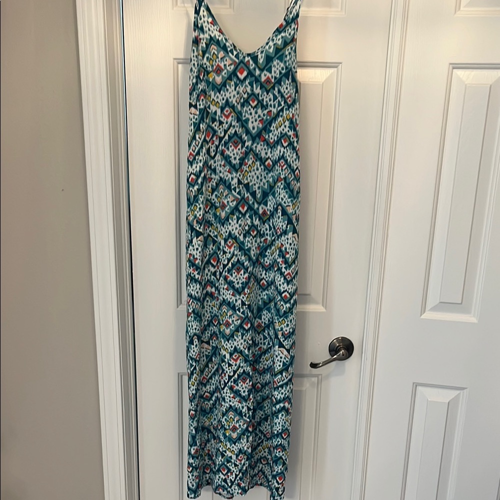 Old Navy Teal and Red Patterned Dress